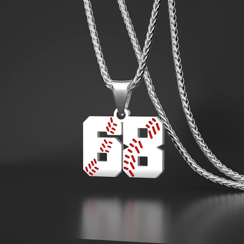 Wikavanli Personalized Baseball Jersey Number 00-99 Necklace - Stainless Steel Baseball Chain Pendant Necklace - Team Jewelry Gift for Boys, Girls, Men, Women - Image 2